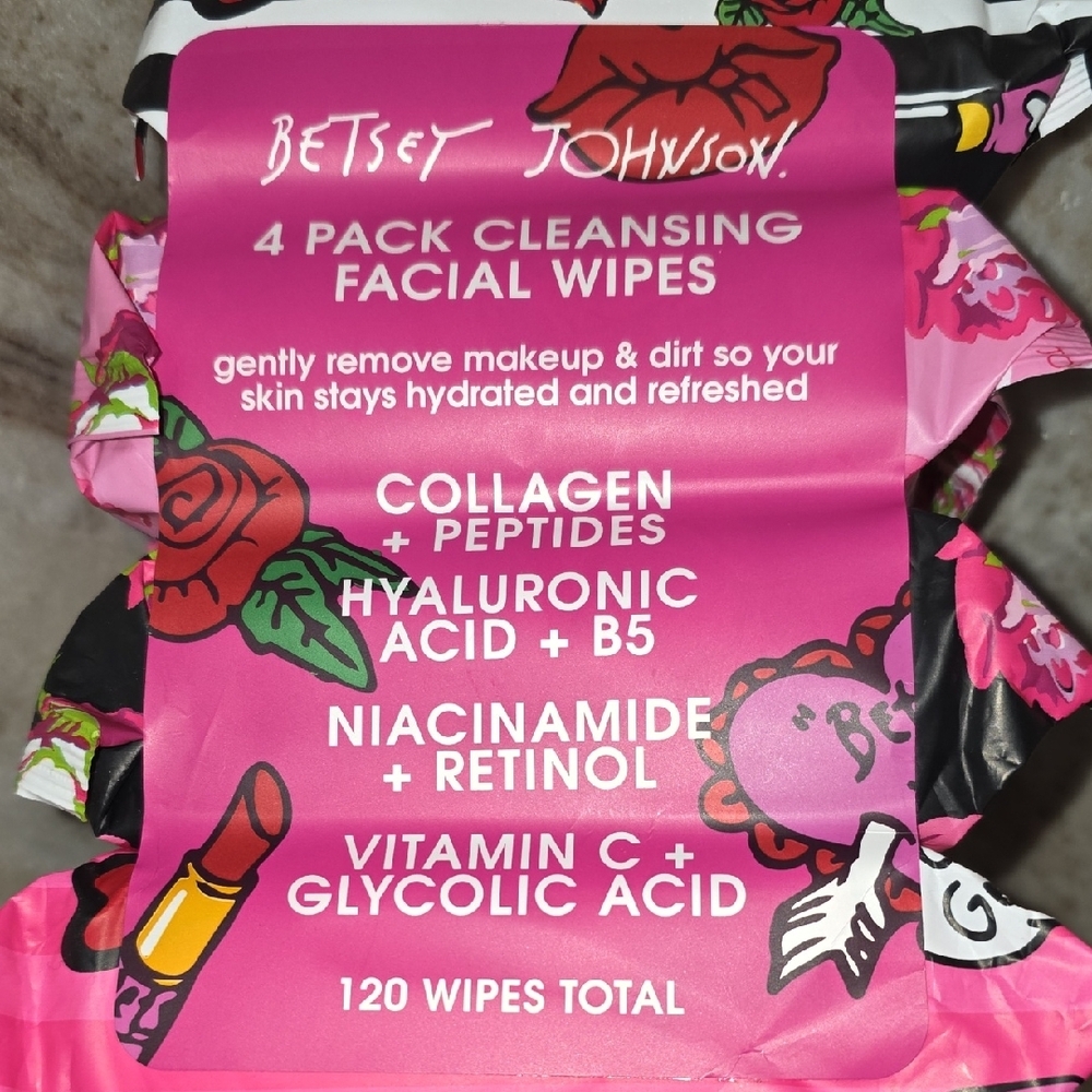 NWT(4Pack)Betsey Johnson Pink Cleansing Facial Wipes - Picture 7 of 7